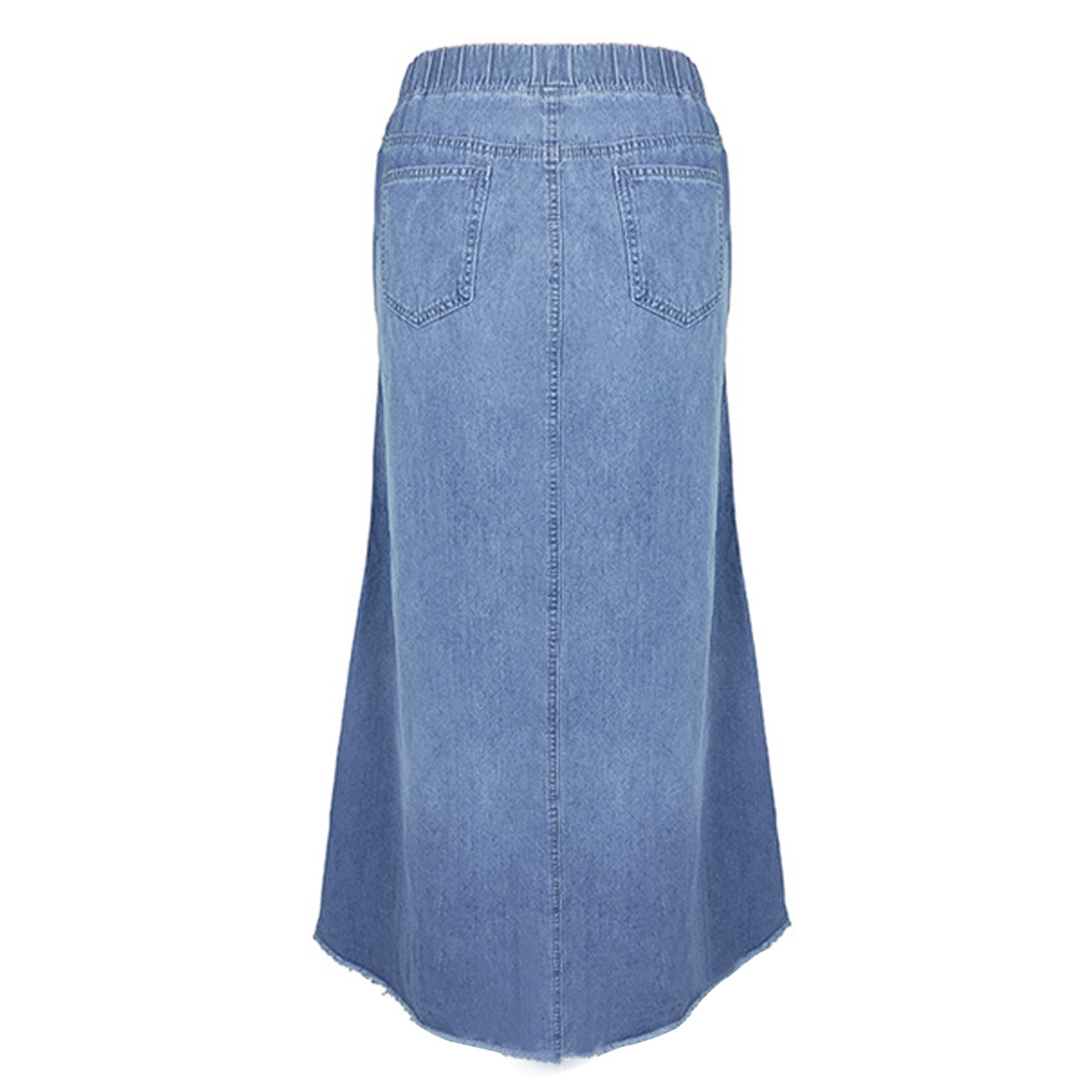 thumbnail image 5 of Falda larga vaquera de cintura alta para mujer - Corte ajustado en A, largo hasta la rodilla, bolsillos con abertura, botones y cremallera - 60 % algodón, 40 % poliéster - Para todas las estaciones, 5 of 5